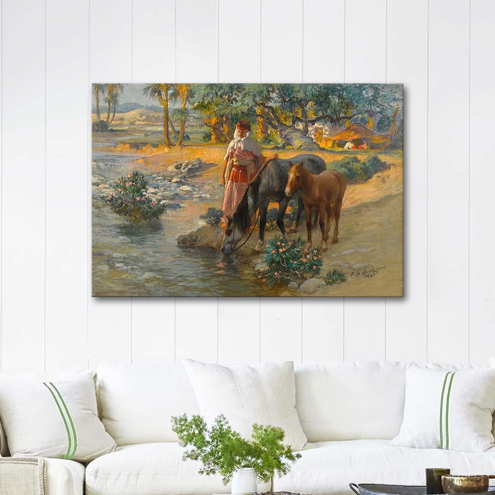 Frederick Arthur Bridgman Watering the Horses Art Print