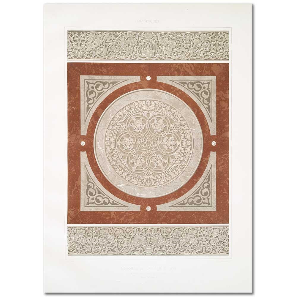 Emile Prisse d'Avennes Mermer Frizler ve Gül Pencere Kanvas Tablo