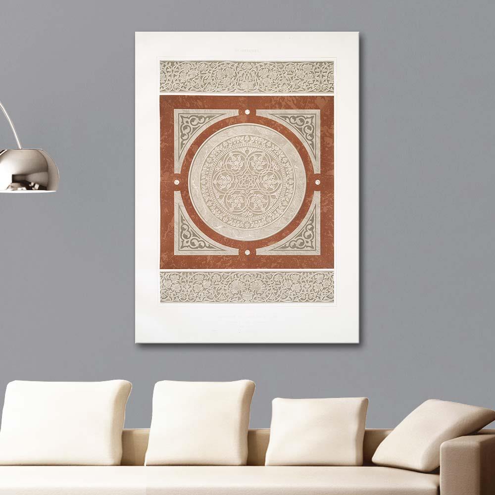 Emile Prisse d'Avennes Mermer Frizler ve Gül Pencere Kanvas Tablo