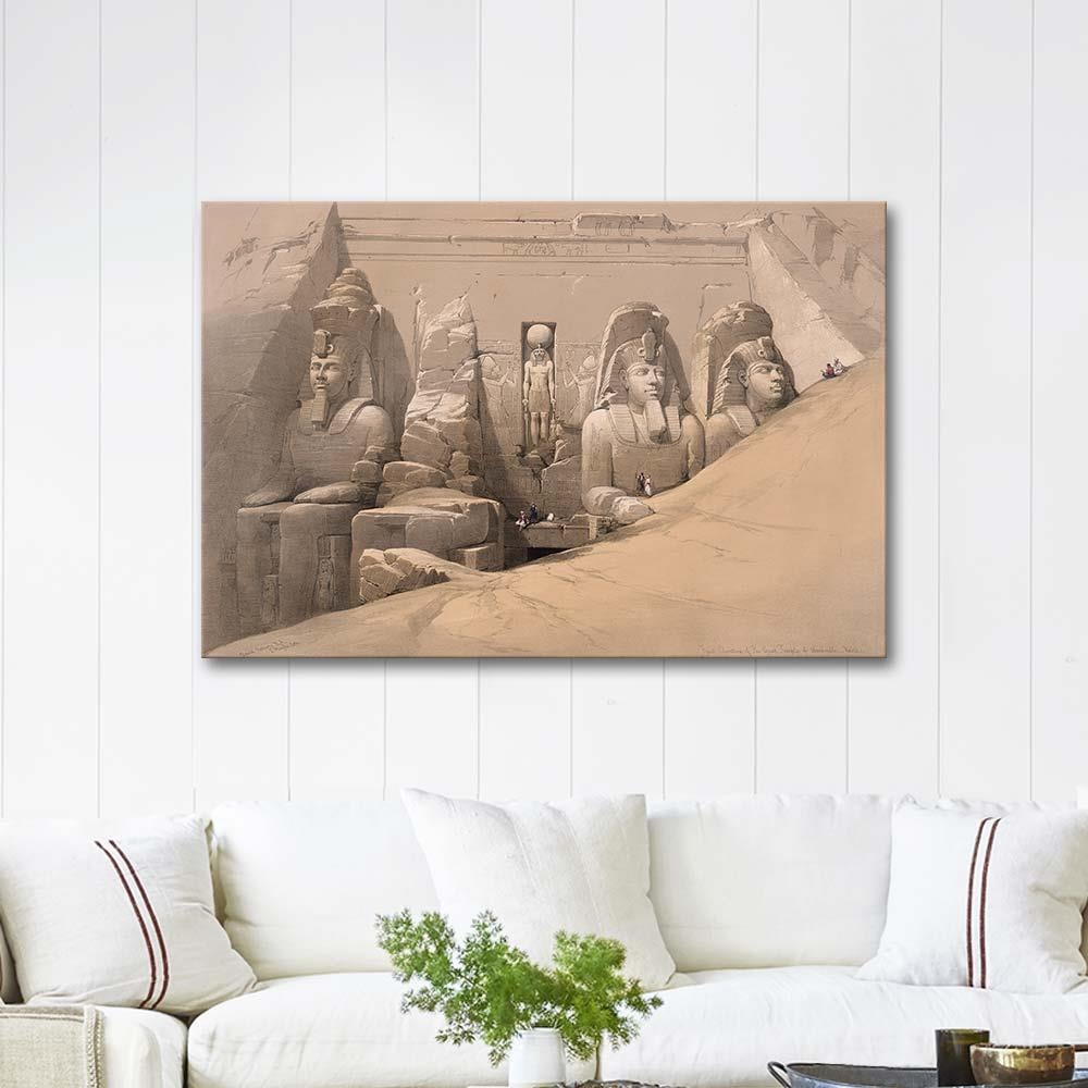Front elevation of the Great Temple of Aboosimble, Nubia by David Roberts as Art Print