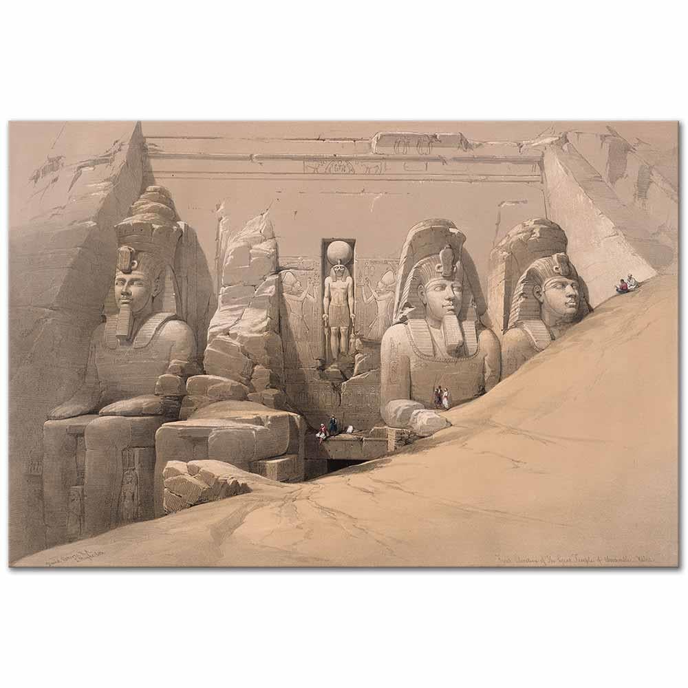 Front elevation of the Great Temple of Aboosimble, Nubia by David Roberts as Art Print