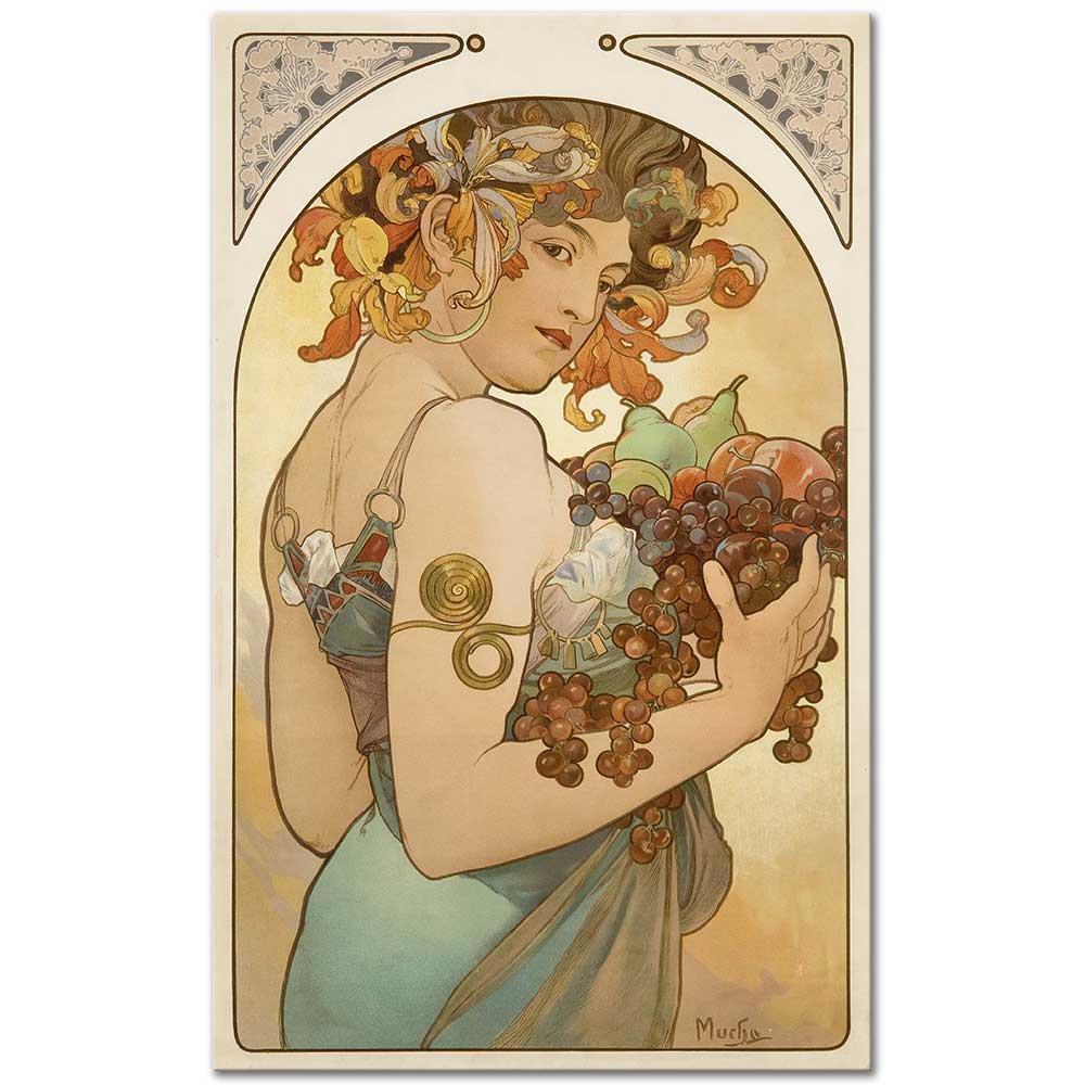 Alphonse Mucha Meyve Kanvas Tablo