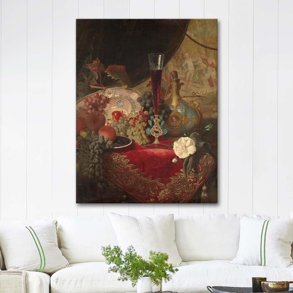 Blaise Alexandre Desgoffe Meyveler ile Natürmort Kanvas Tablo