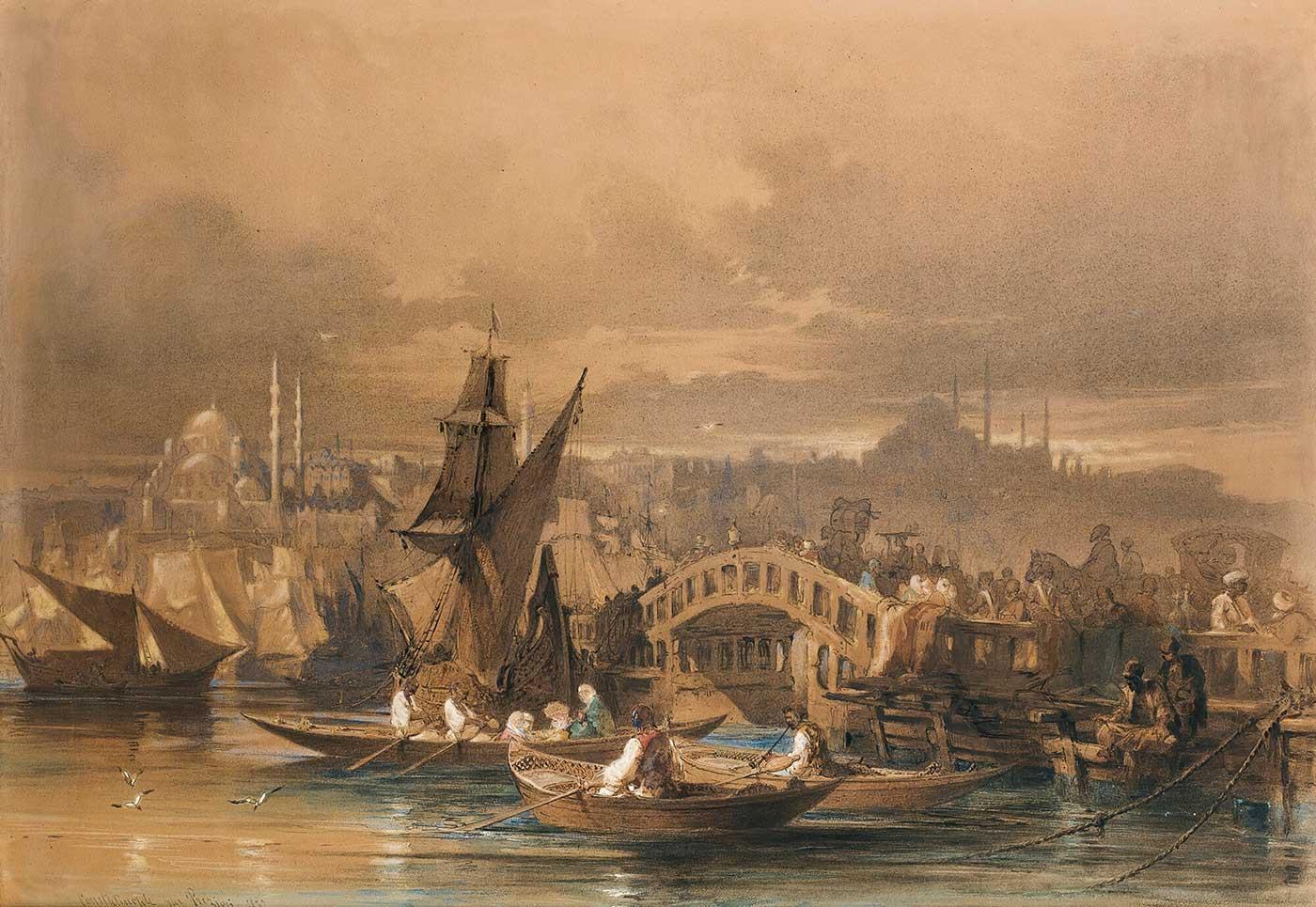 Amadeo Preziosi Galata Köprüsü İstanbul Kanvas Tablo