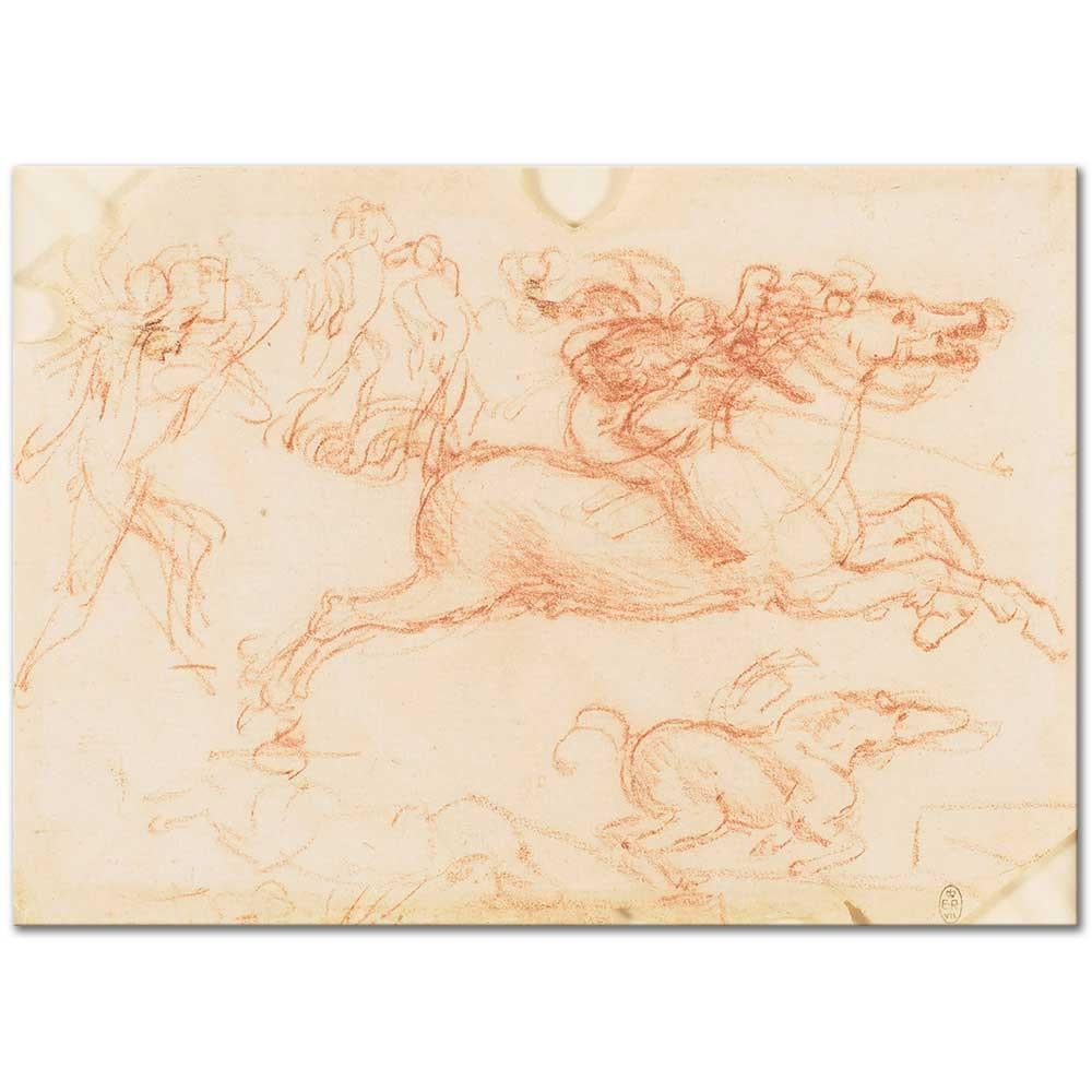 Leonardo Da Vinci Dörtnala At ve Figür Eskizleri Kanvas Tablo