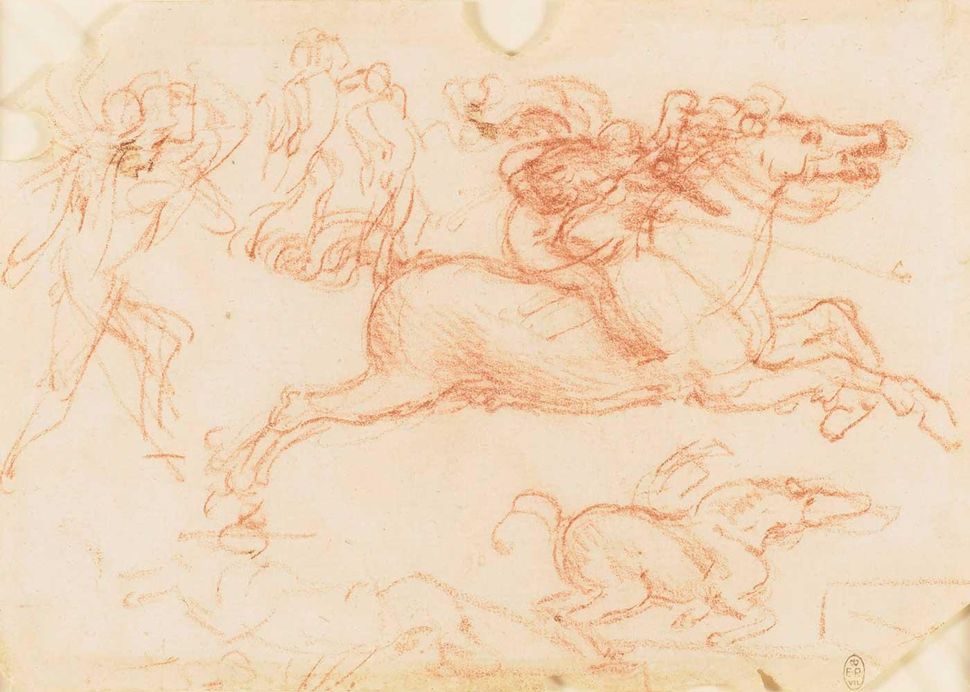 Leonardo Da Vinci Dörtnala At ve Figür Eskizleri Kanvas Tablo