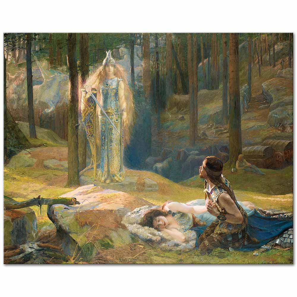 Gaston Bussiere Vahiy, Brynhild Sieglind ve Sigmund'u Keşfediyor Kanvas Tablo