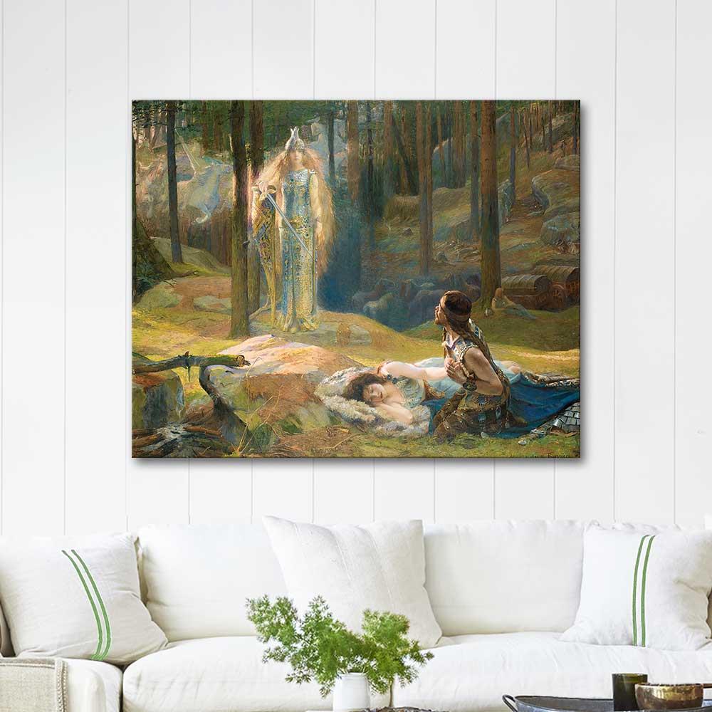 Gaston Bussiere The Revelation, Brynhild Discovering Sieglind And Sigmund Art Print