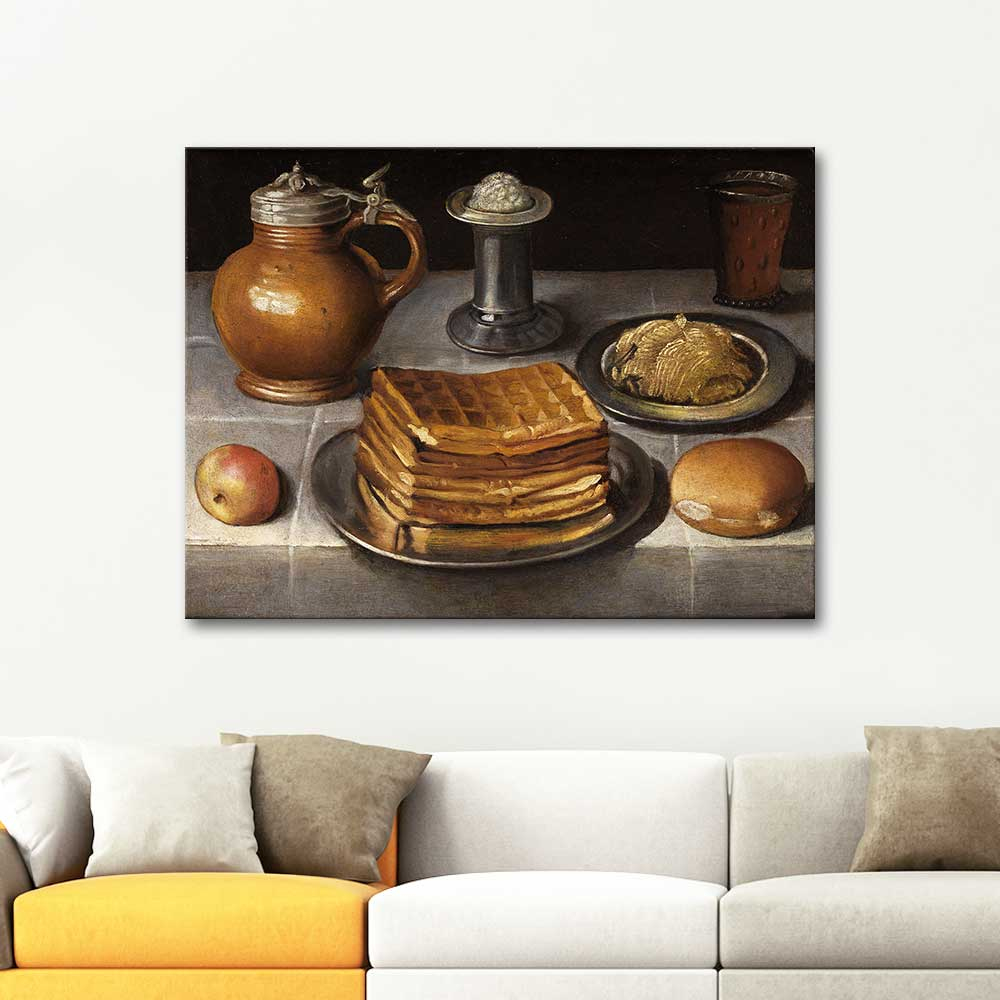 Georg Flegel Still life with Waffles Art Print