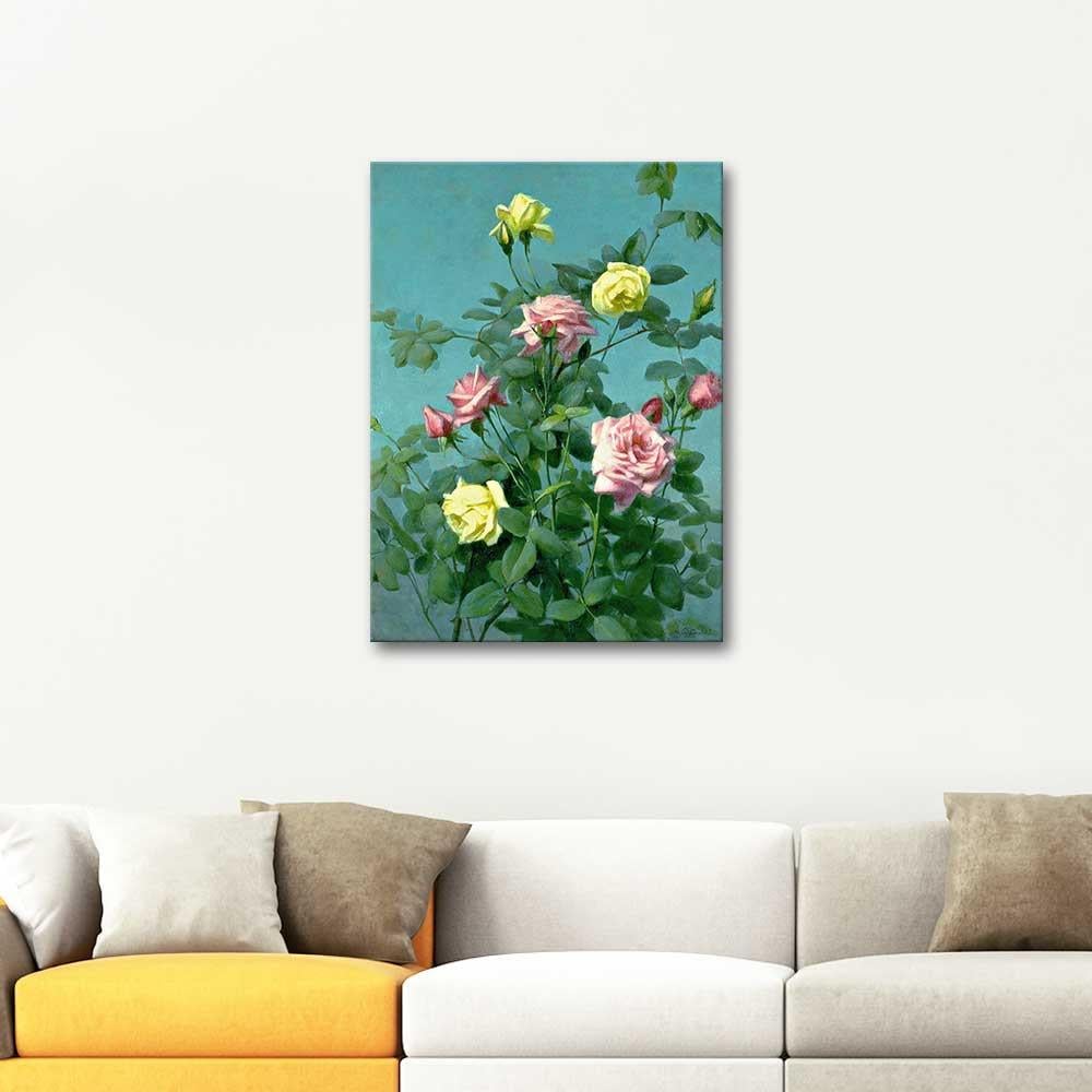 George Cochran Lambdin Pink and Yellow Roses Art Print