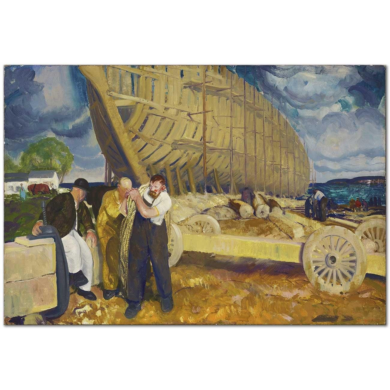 George Wesley Bellows Gemi İnşaası ve Halat Kanvas Tablo