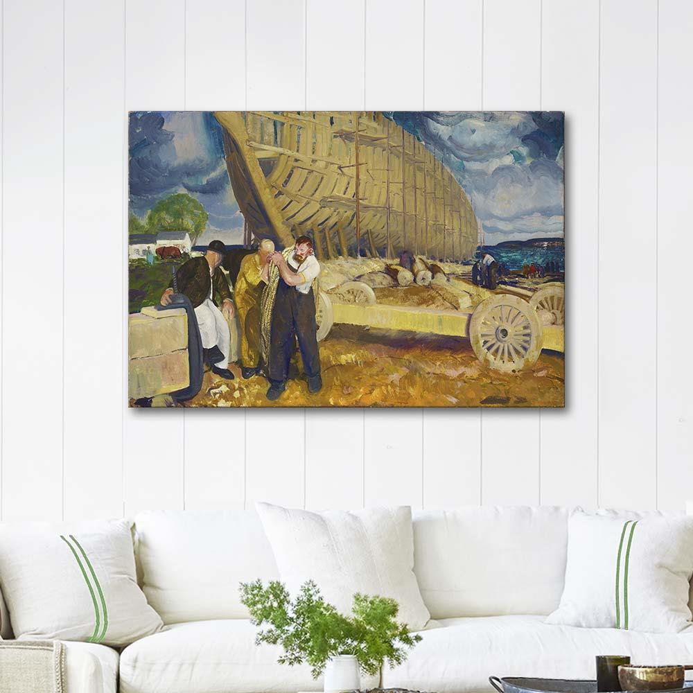 George Wesley Bellows Gemi İnşaası ve Halat Kanvas Tablo