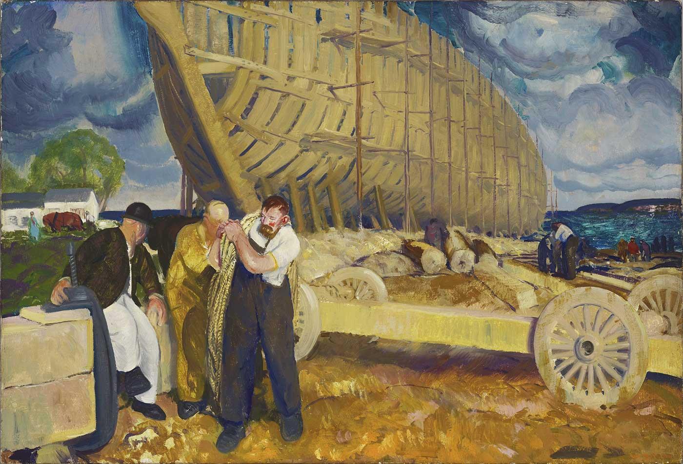 George Wesley Bellows Gemi İnşaası ve Halat Kanvas Tablo
