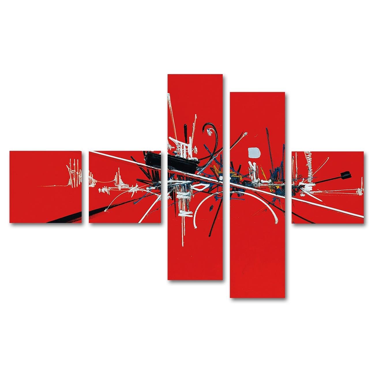 Georges Mathieu Aydınlık 5 Parçalı Set Kanvas Tablo