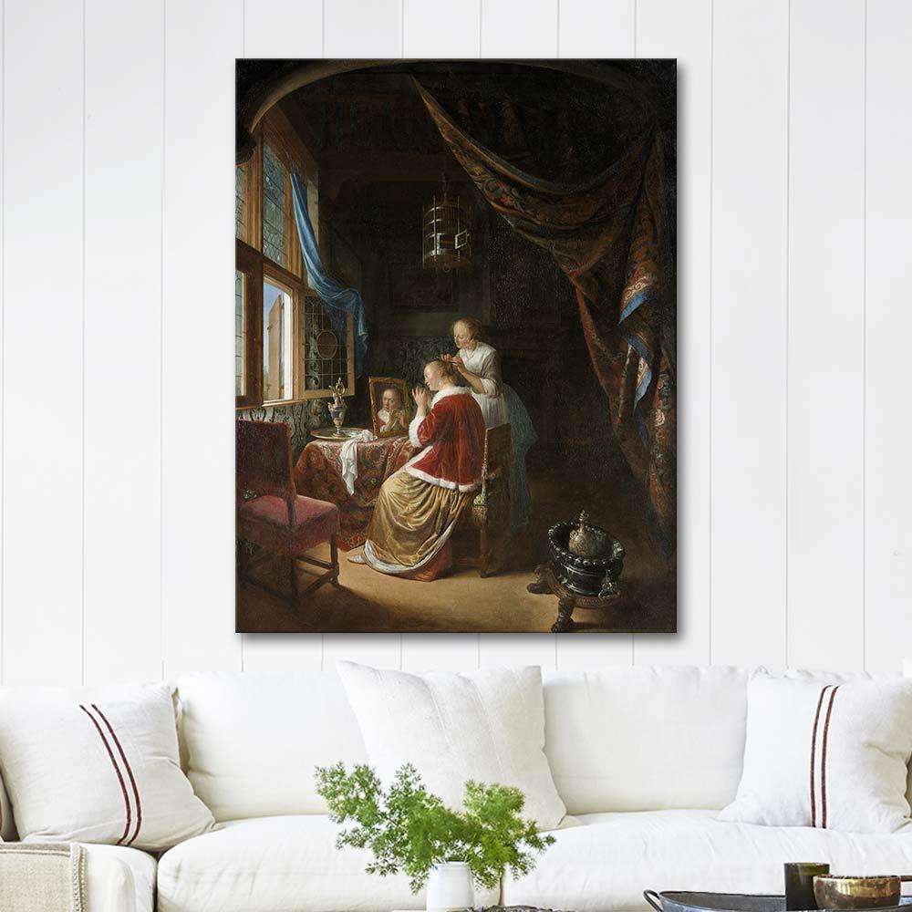 Gerrit Dou A Young Woman at her Toilet Art Print