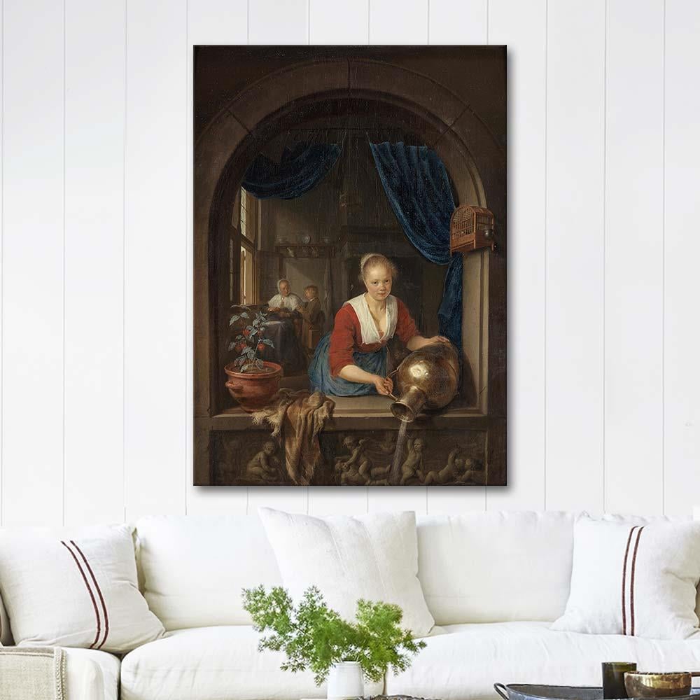 Gerrit Dou Penceredeki Hizmetçi Kanvas Tablo