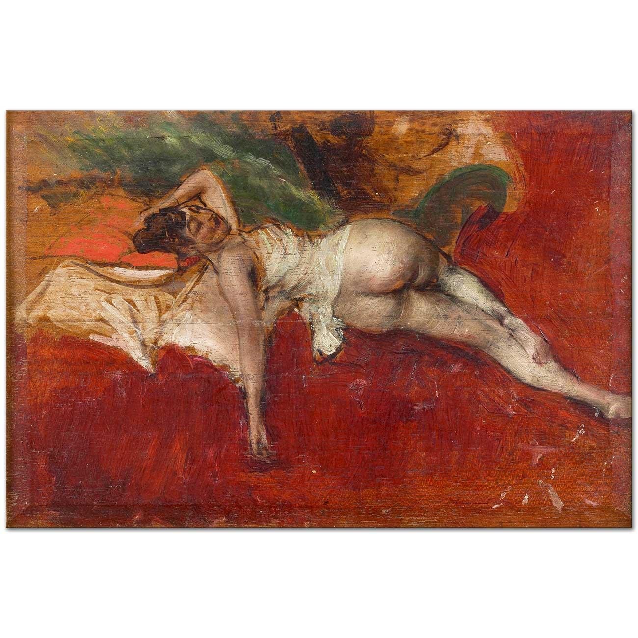 Giovanni Boldini Uzanmış Nü Kanvas Tablo