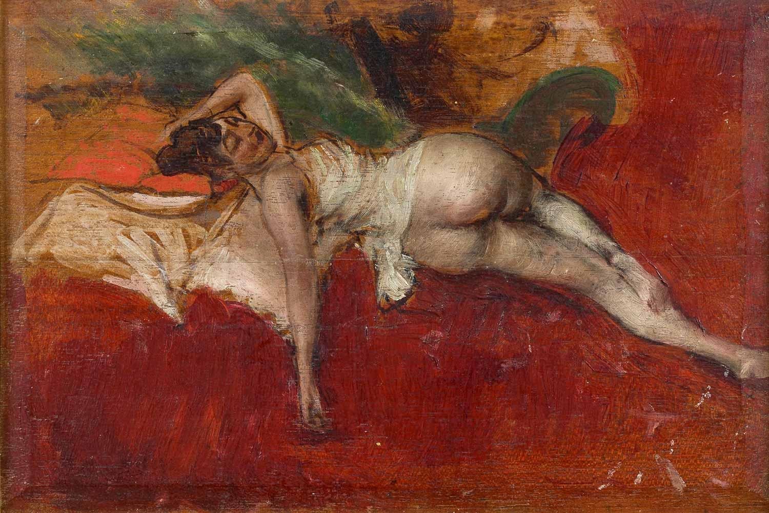 Giovanni Boldini Uzanmış Nü Kanvas Tablo