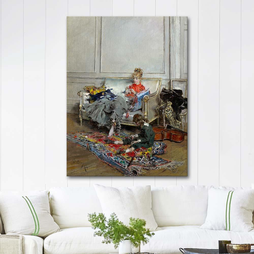 Giovanni Boldini Young Woman Crocheting Art Print