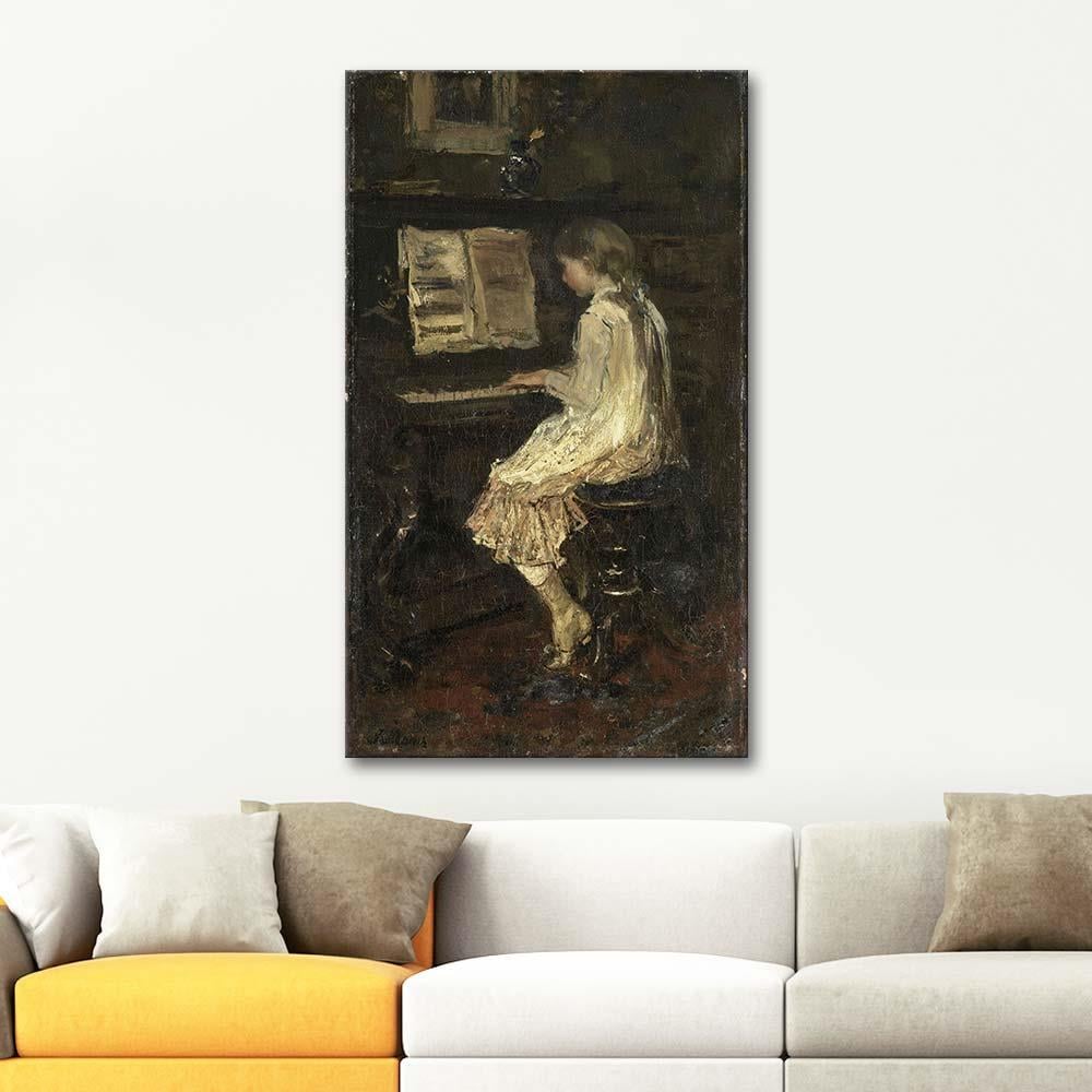 Jacob Maris Piyano Çalan Kız Kanvas Tablo