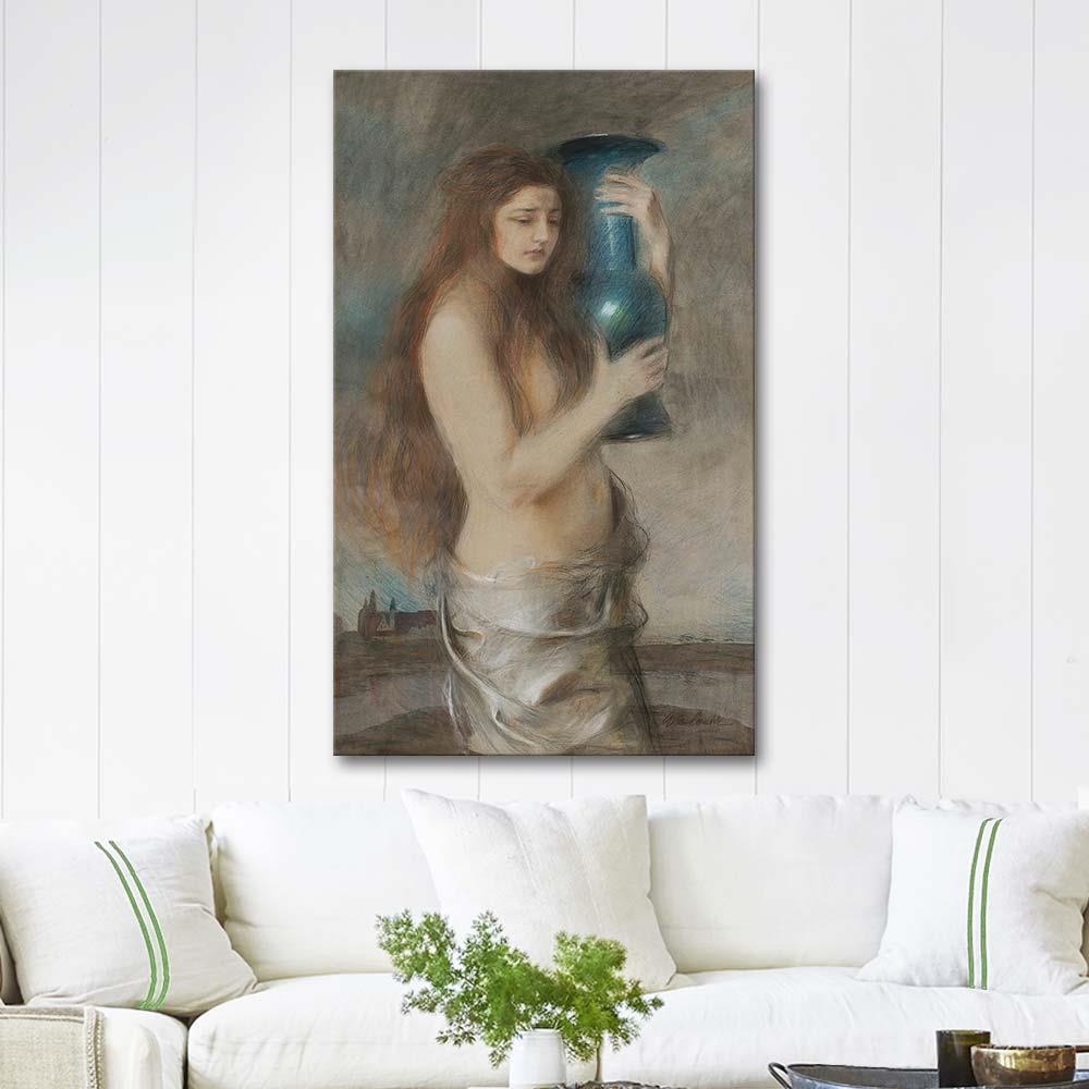 Girl With A Blue Vase by Teodor Axentowicz as Art Print