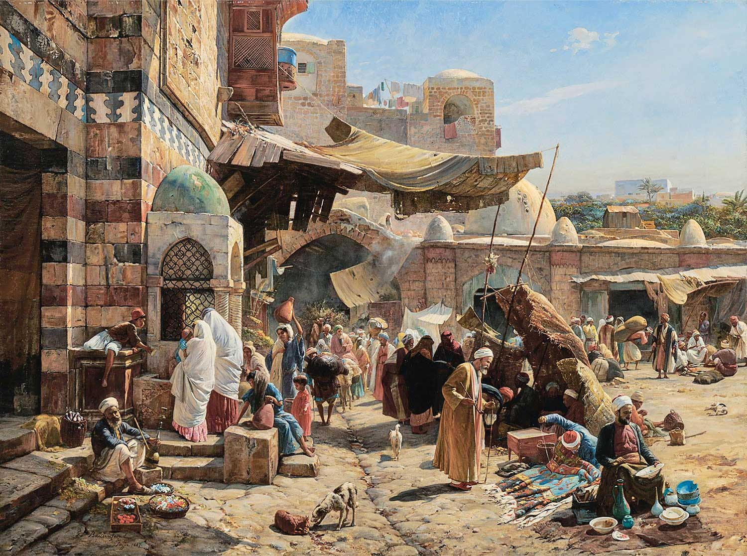 Gustav Bauernfeind Pazar Yeri Kanvas Tablo
