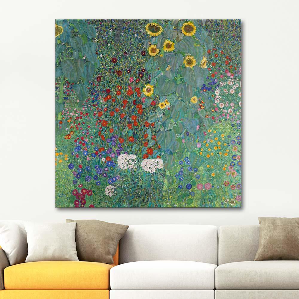 Gustav Klimt Sunflowers In The Garden Art Print