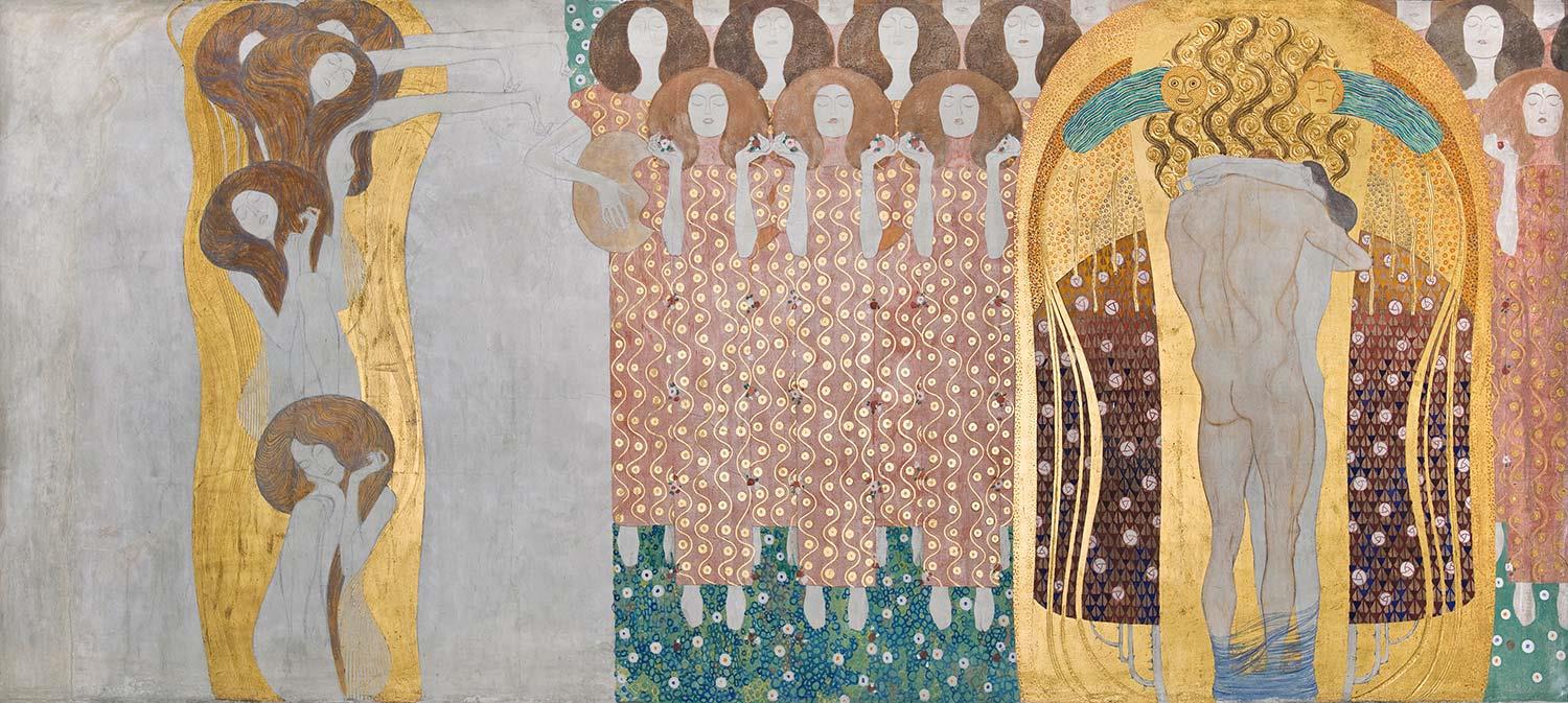 Gustav Klimt Beethoven Freski Panel 8 Kanvas Tablo