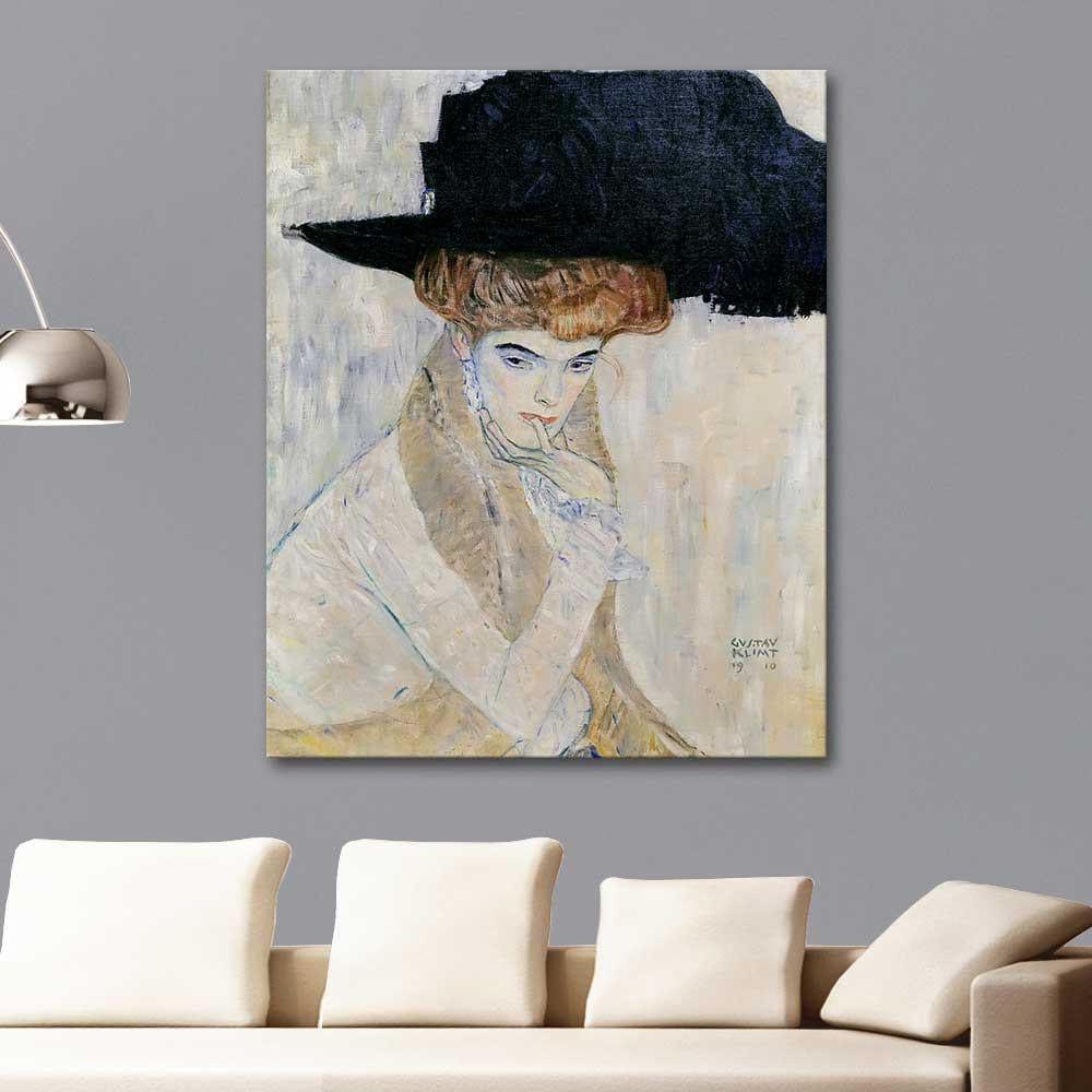 Gustav Klimt Siyah Şapka Kanvas Tablo