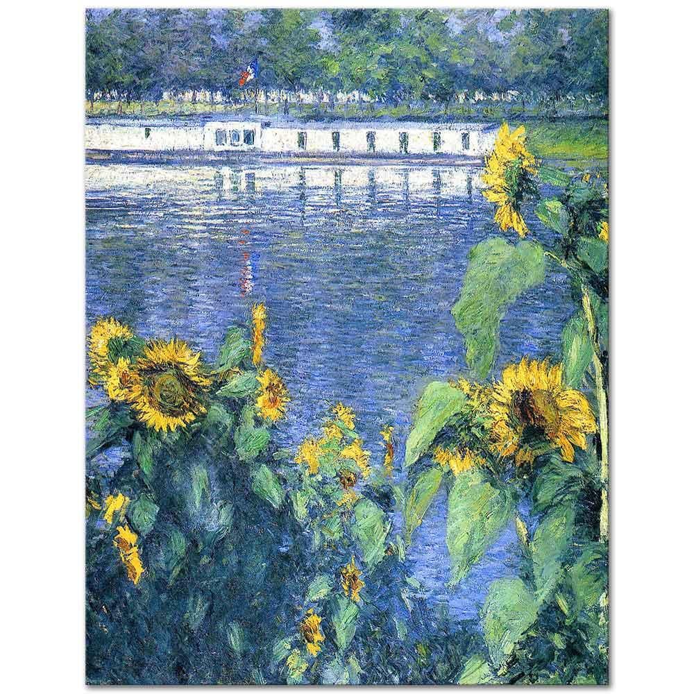 Gustave Caillebotte Sen Kıyısında Ayçiçekleri Kanvas Tablo