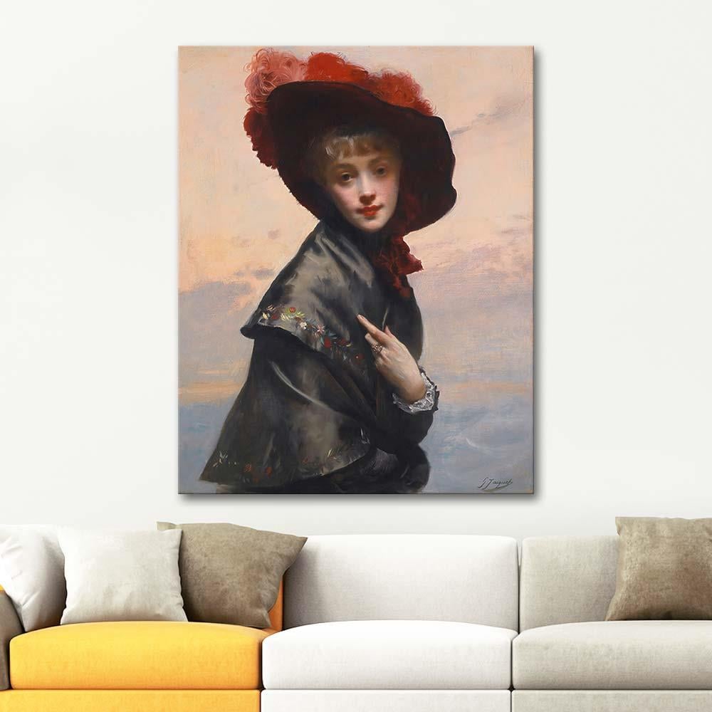 Gustave Jean Jacquet Lady In Hat Art Print