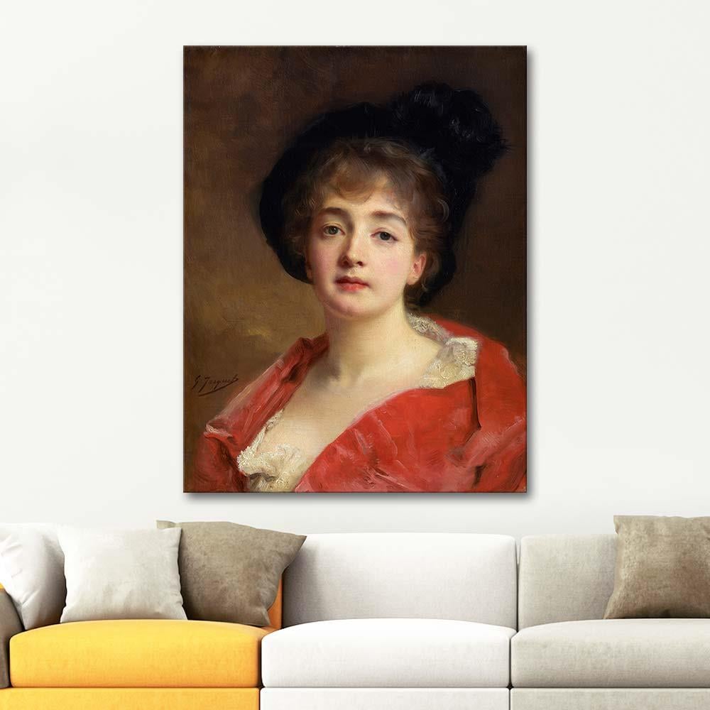 Gustave Jean Jacquet Woman In Red Art Print
