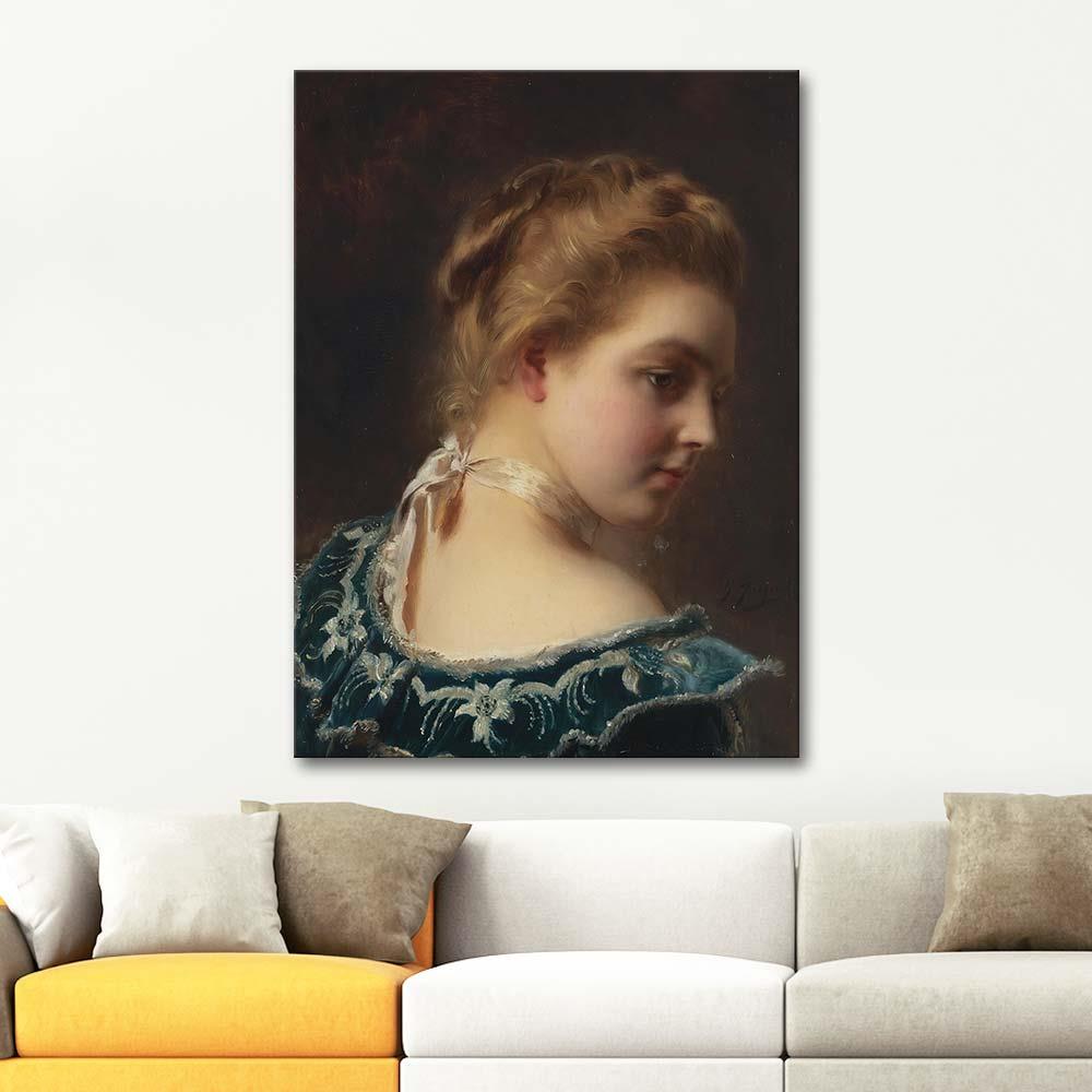 Gustave Jean Jacquet Young Beauty In A Green Dress Art Print
