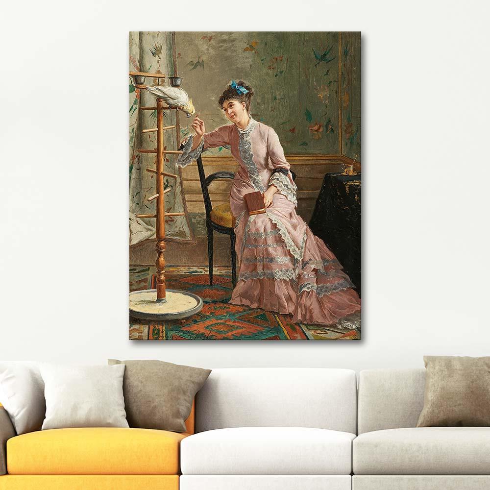 Gustave Leonard de Jonghe Kakadu Papağanı Kanvas Tablo