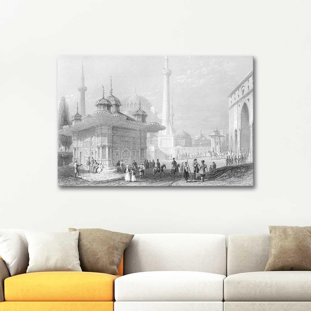 William Henry Bartlett Ayasofya Önünde Kanvas Tablo