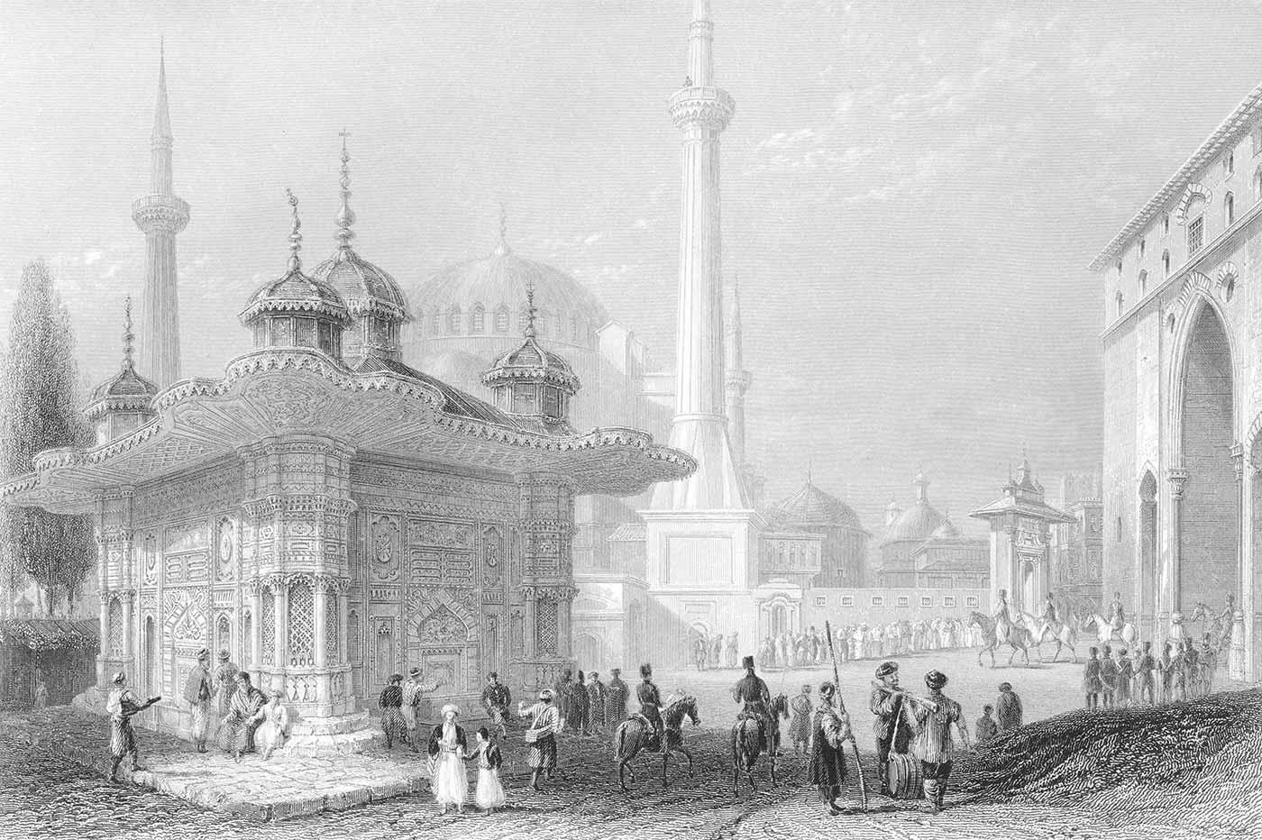 William Henry Bartlett Ayasofya Önünde Kanvas Tablo