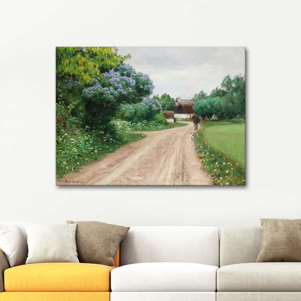 Hans Andersen Brendekilde Country Road with Flowering Lilacs Art Print