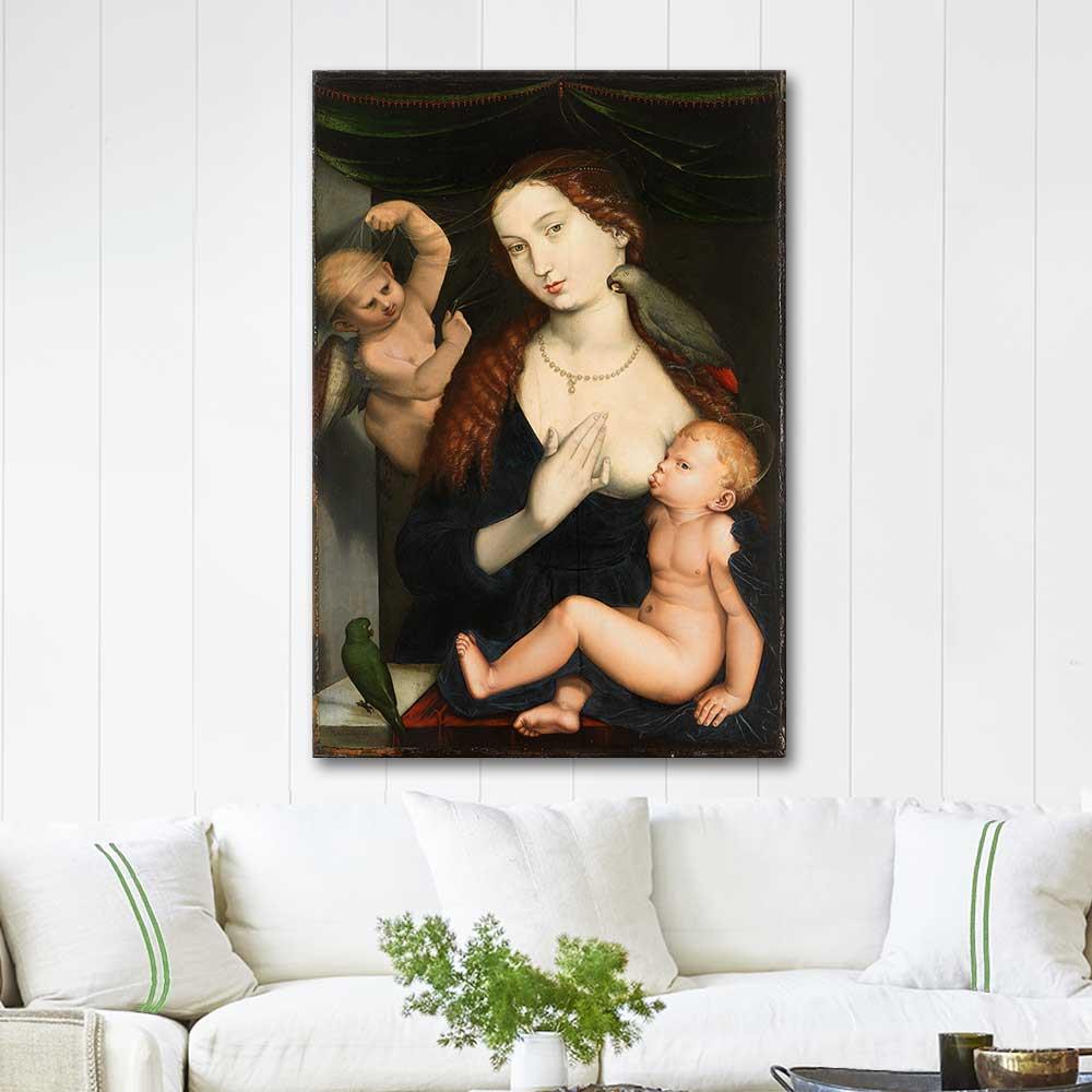 Hans Baldung Grien Madonna with Child and Parrots Art Print