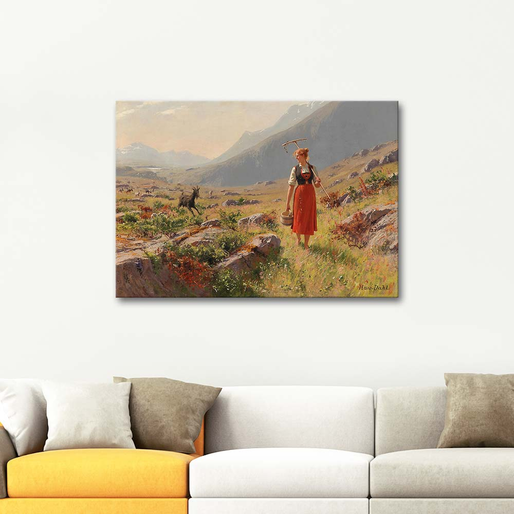 Hans Dahl Herdswoman Returning Home Art Print
