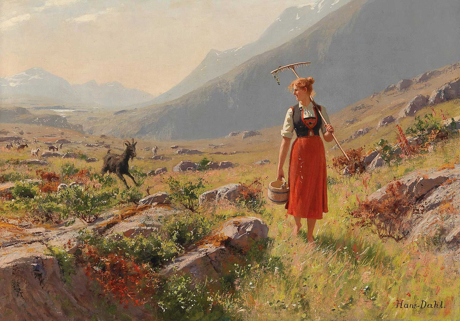 Herdswoman Returning Home by Hans Dahl