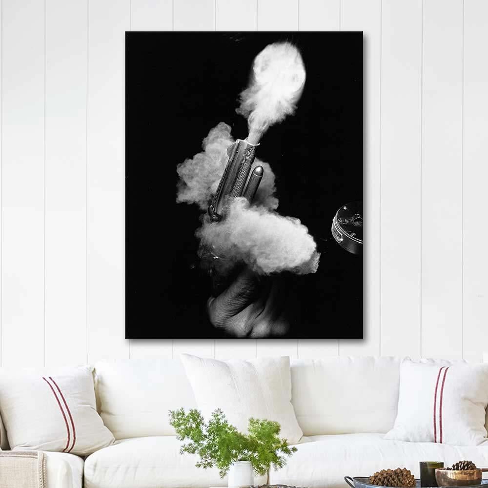 Harold Eugene Edgerton Antik Silah Ateşlenirken Kanvas Tablo