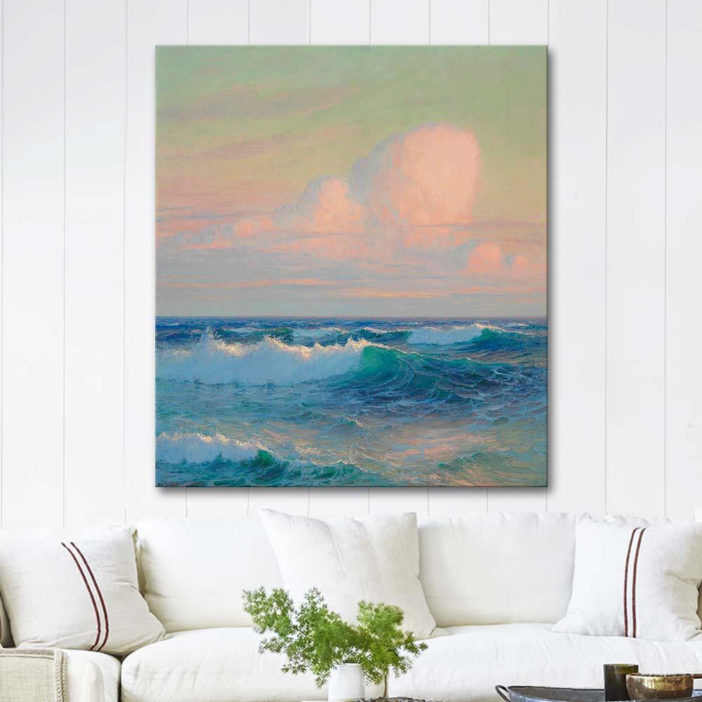 Hawaiian Ocean with Large Clouds in a Sunset by Lionel Walden as Art Print