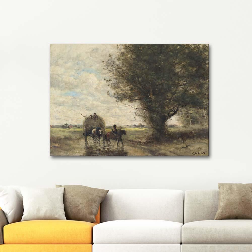 Hay Wagon by Jean Baptiste Camille Corot as Art Print