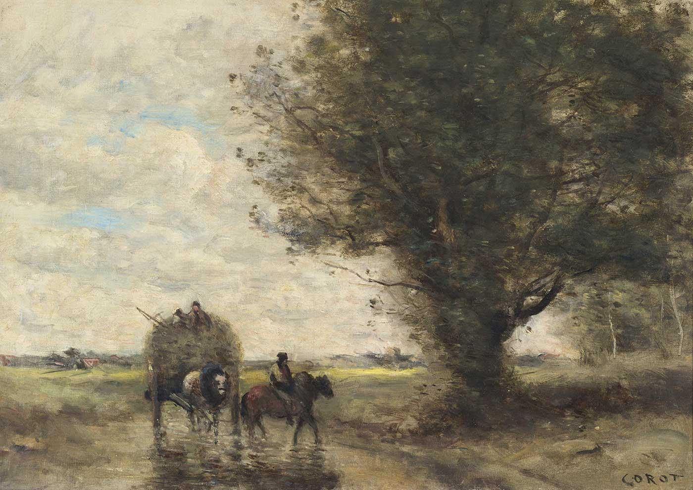 Hay Wagon by Jean Baptiste Camille Corot as Art Print