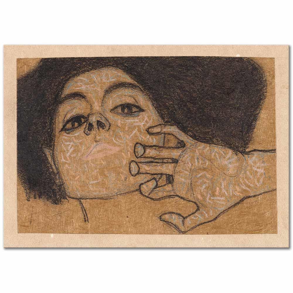 Head of a Woman by Egon Schiele as Art Print