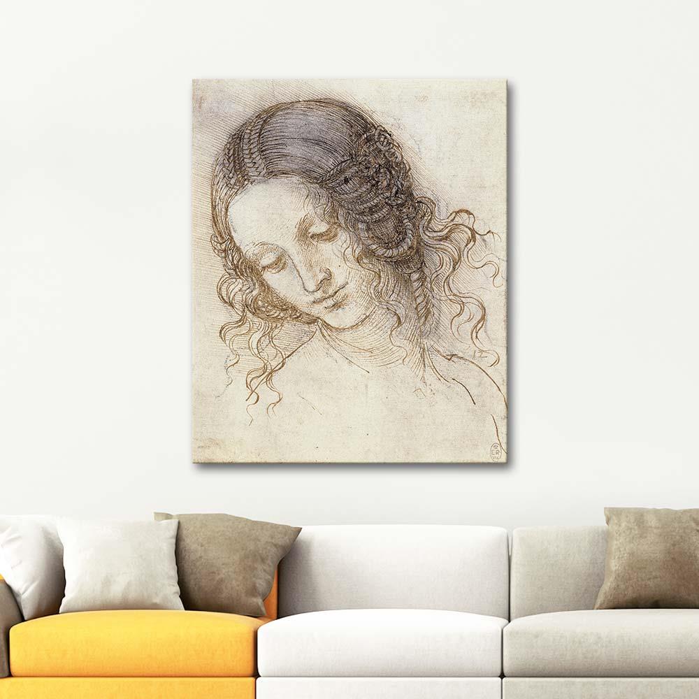 Leonardo Da Vinci Leda'nın Başı Etüdü Kanvas Tablo