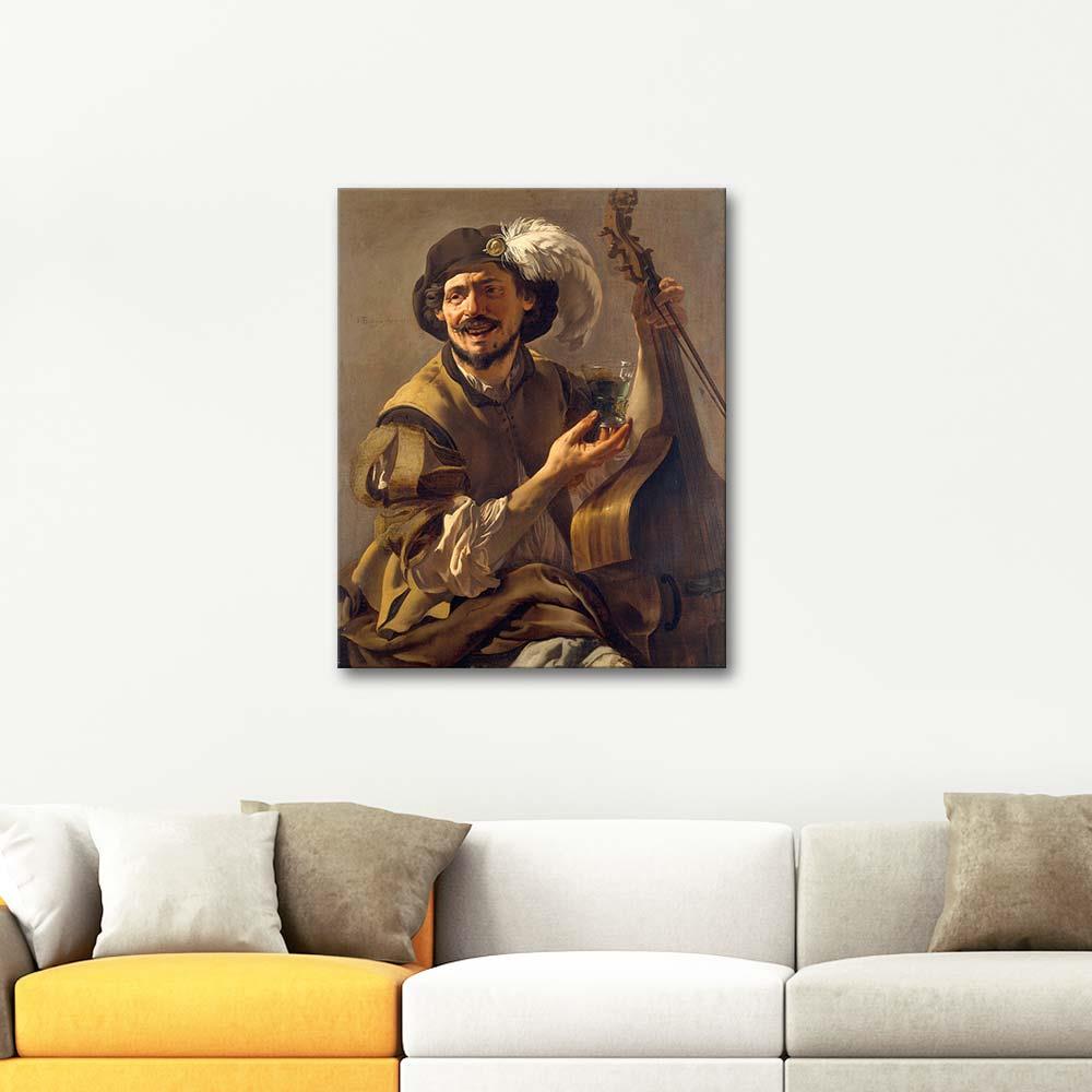 Hendrick ter Brugghen Bas Viyola ve Kadeh Kanvas Tablo