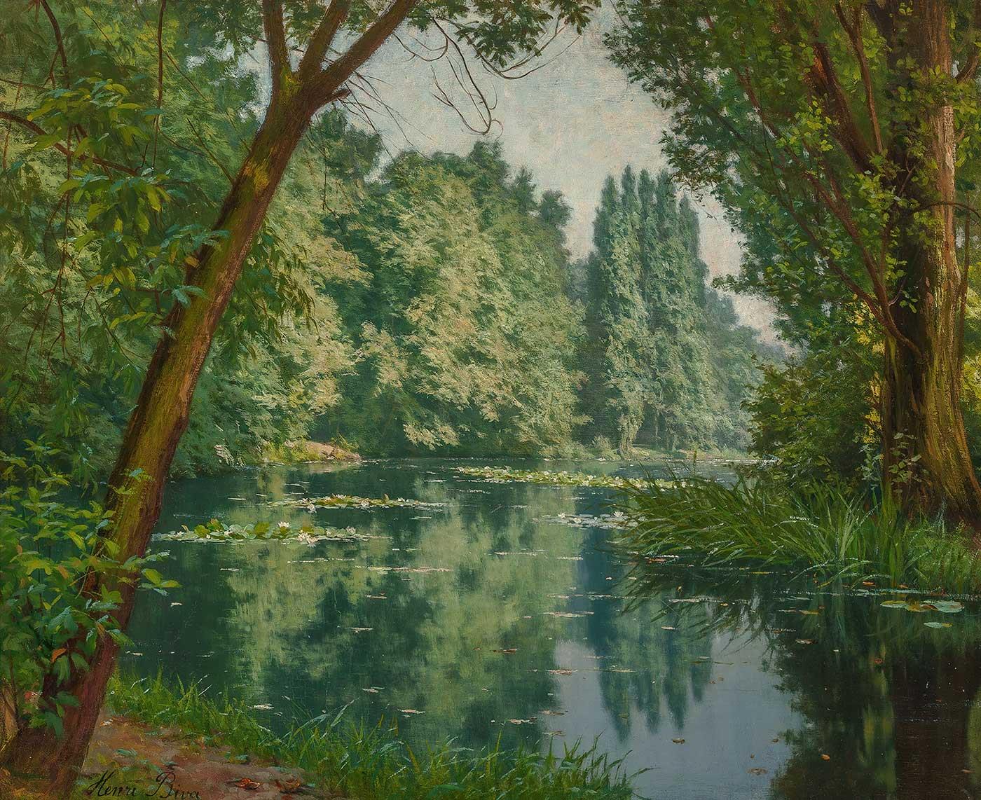 Henri Biva Midsummer Water Lilies Art Print