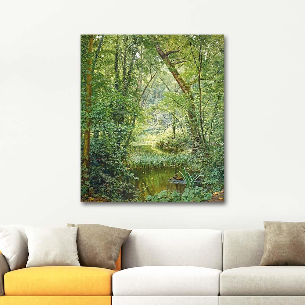 Henri Biva The Woodland Pool Art Print