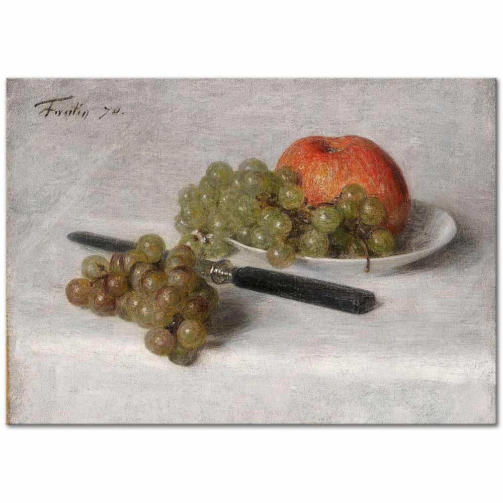 A Still Life with an Apple and Grapes by Henri Fantin-Latour